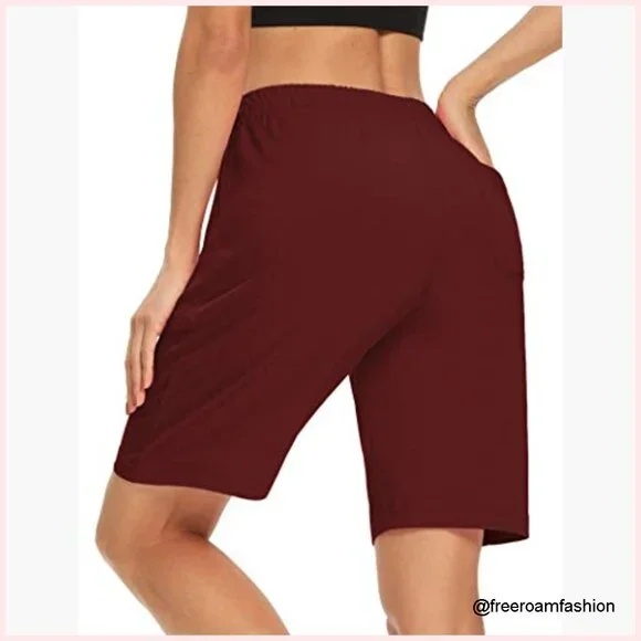 Loose Fit Yoga Shorts with Drawstring and 3 Pockets for Lounge and Active Wear - Picture 5 of 7